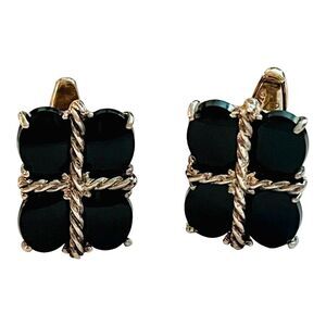 Vintage‎ DaVinci Sterling Silver Onyx Cufflinks